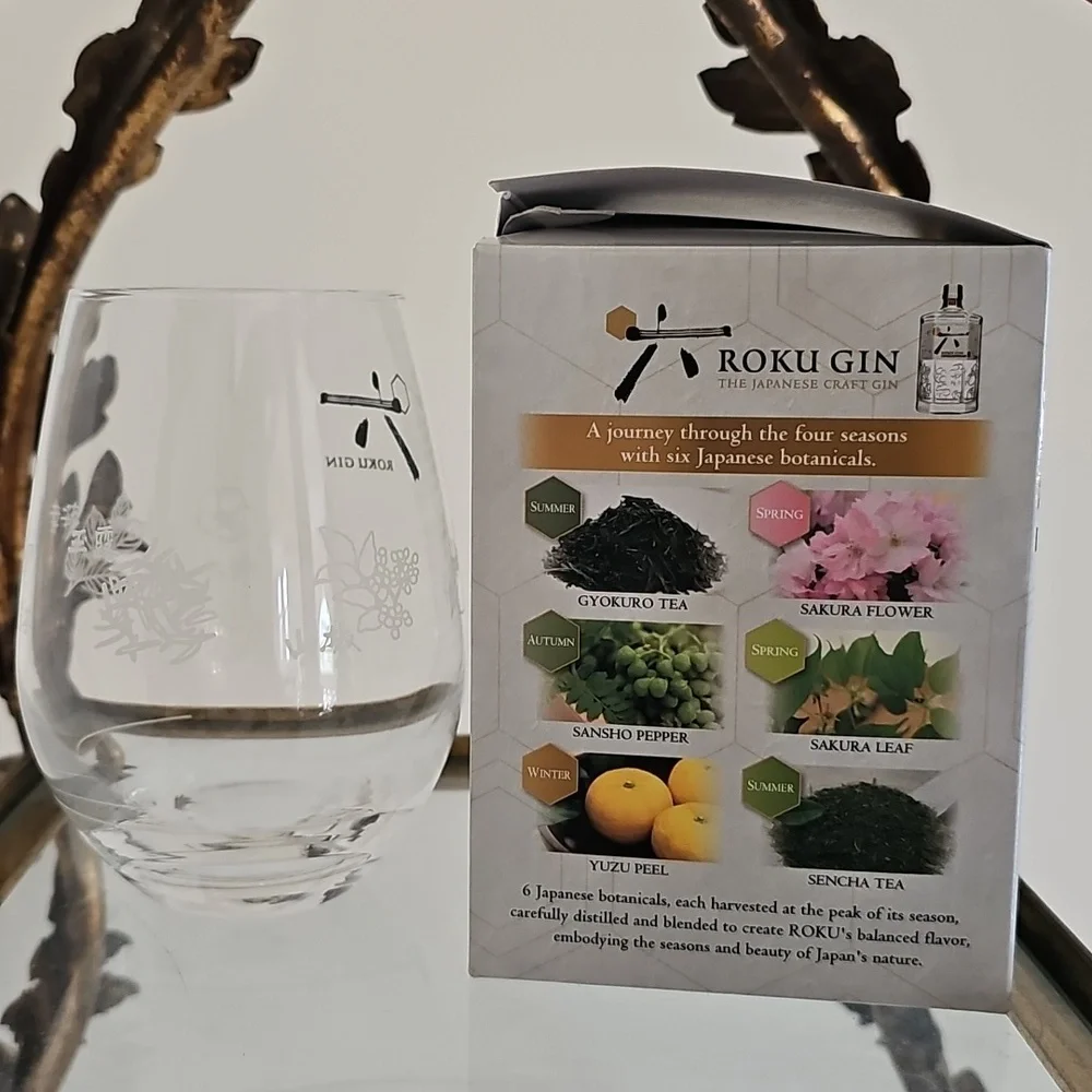 Roku Gin - Clear Stemless Glass 490 ML NIB